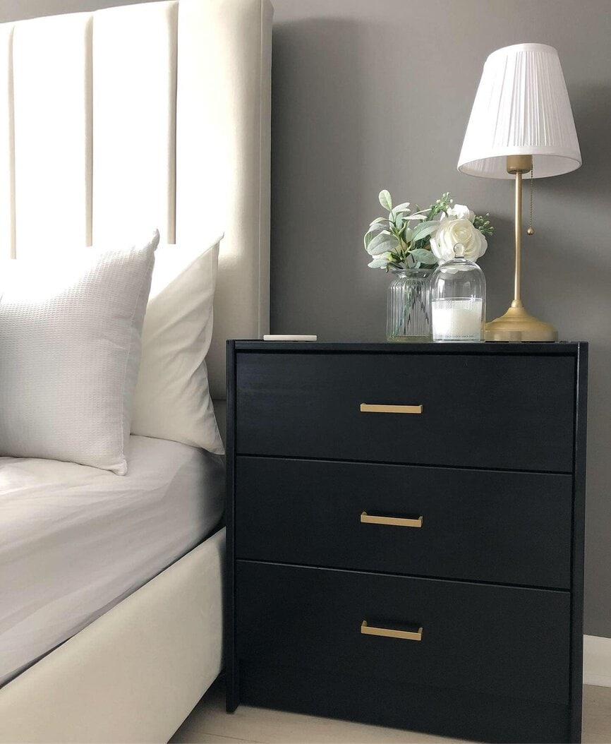 Ikea black bedside deals table